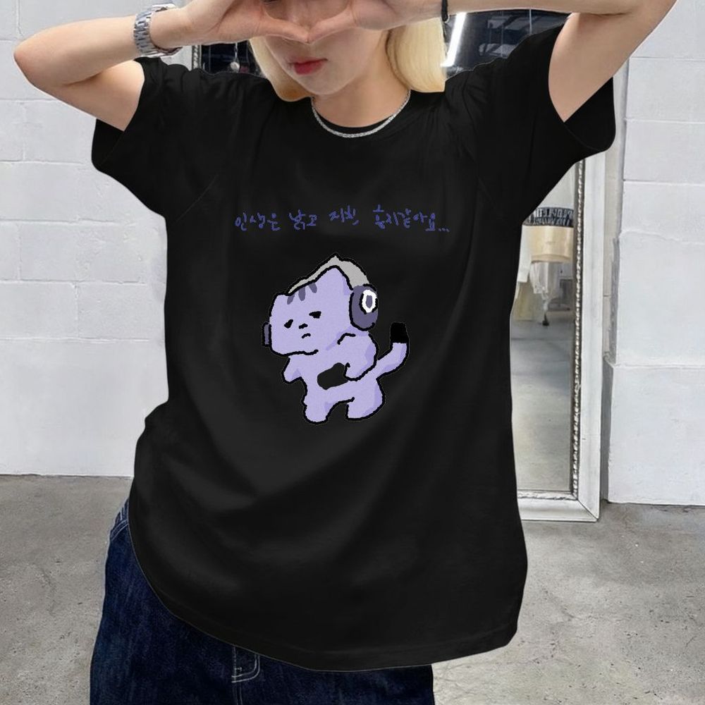 Kaus Gambar Cetak Teks Lucu 'L - Lifestyle In Korean ulasan dan harga